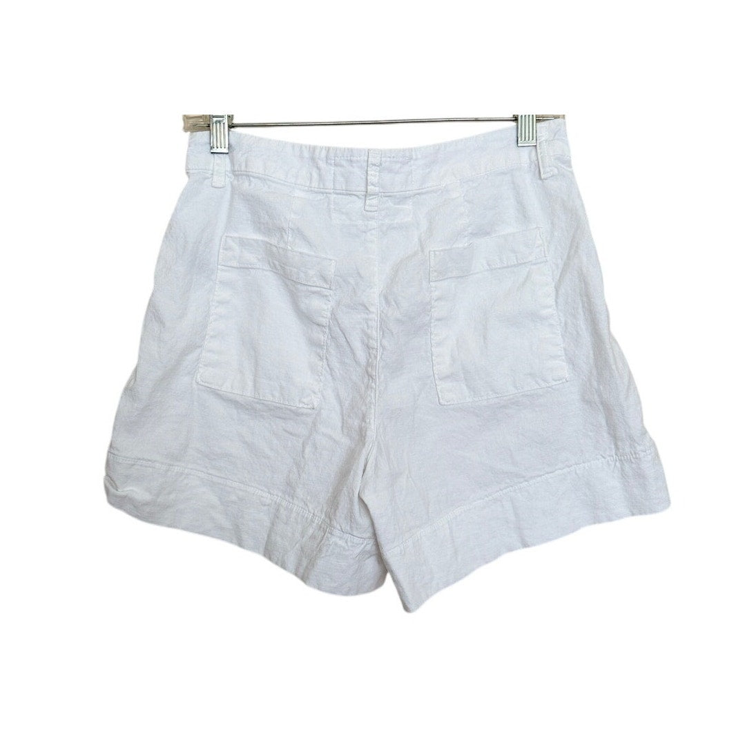 Frank & Eileen Waterford High Waisted Linen Shorts - White - Size 4