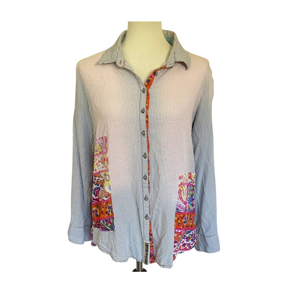 Aratta Silent Journey Mixed Print Button Down Shirt - Multicolor - Small