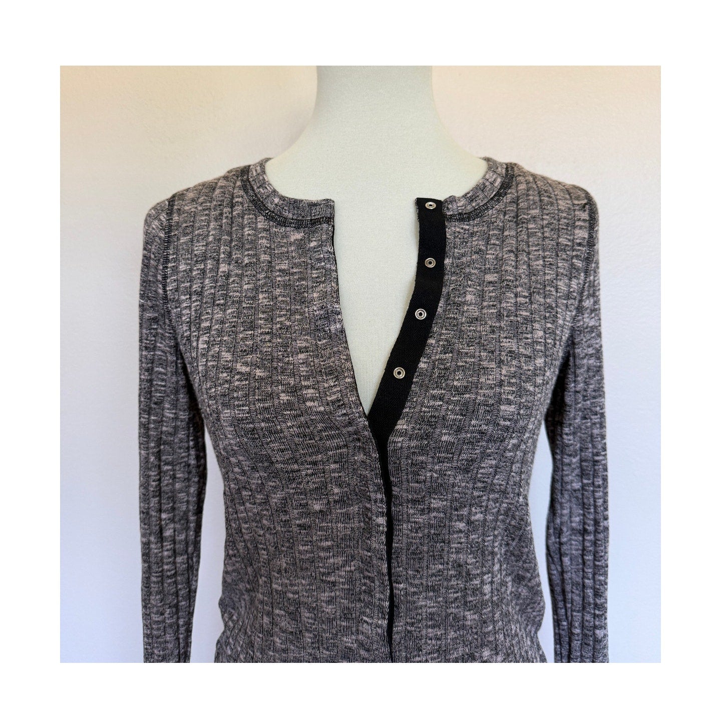 MICHAEL STARS Snap Front Knit Cardigan Top - Marled - One Size