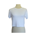 LNA Billie Rib Short Sleeve Crop Tee - White - Size Extra Small