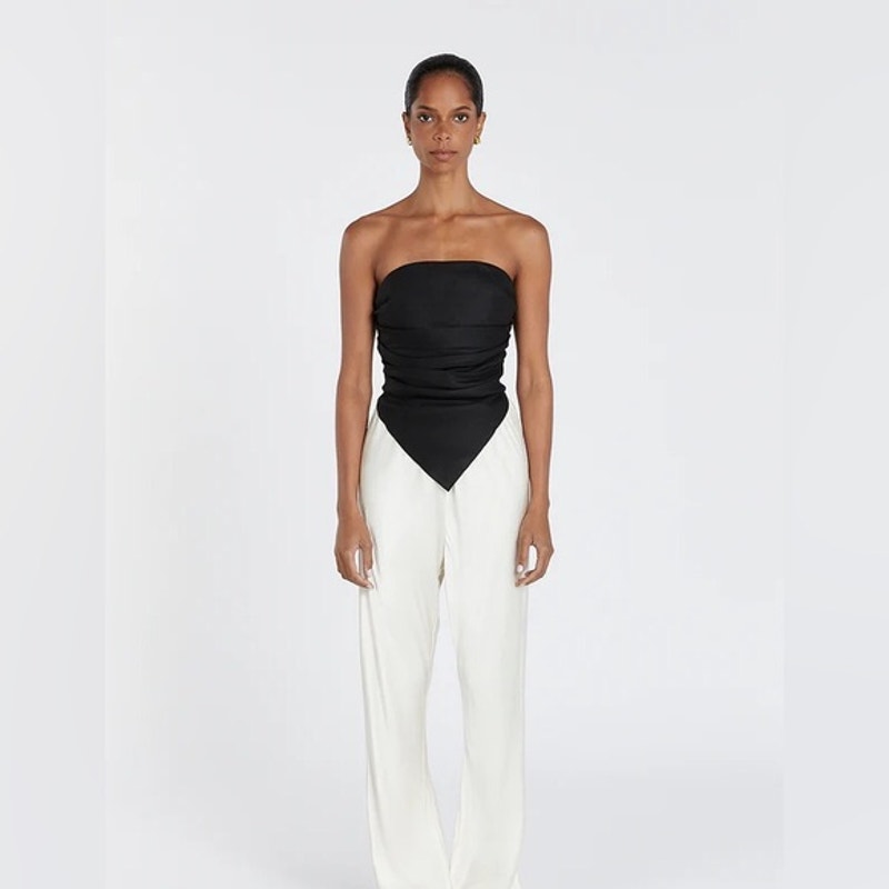 Dissh Nicci Black Linen Strapless Top - Black - Size US 2 / AU 6