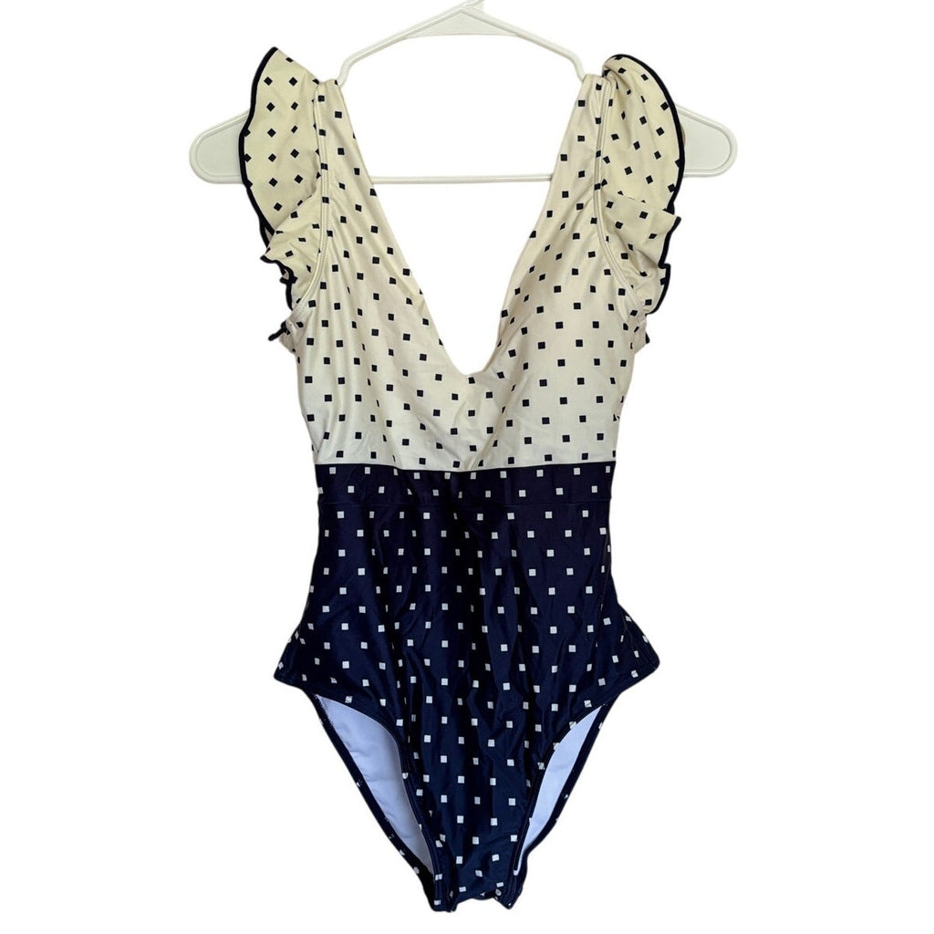 SUMMERSALT The Ruffle Backflip Square Dot - White Sand/ Deep Sea - Size 2