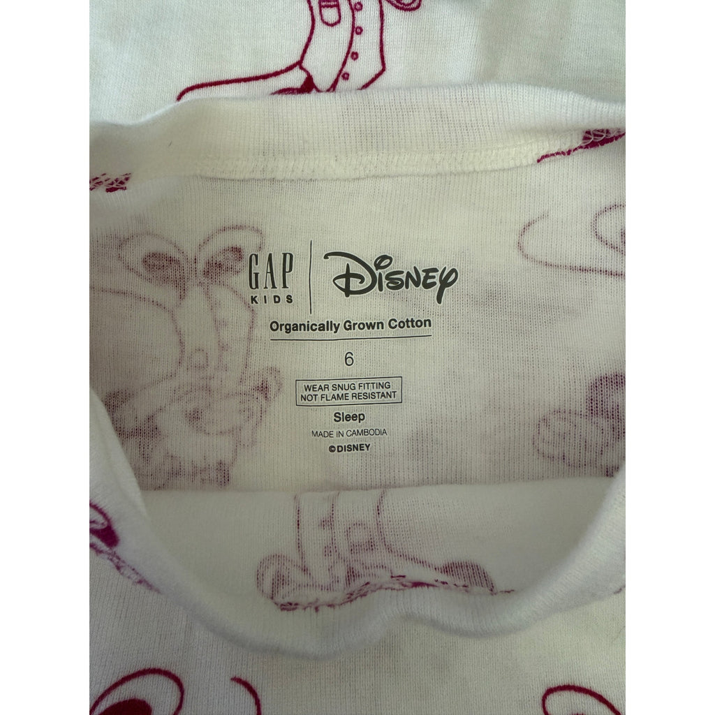Gap Kids Disney Minnie Mouse Print Organic Cotton PJ Set - Ivory Frost - Size 6