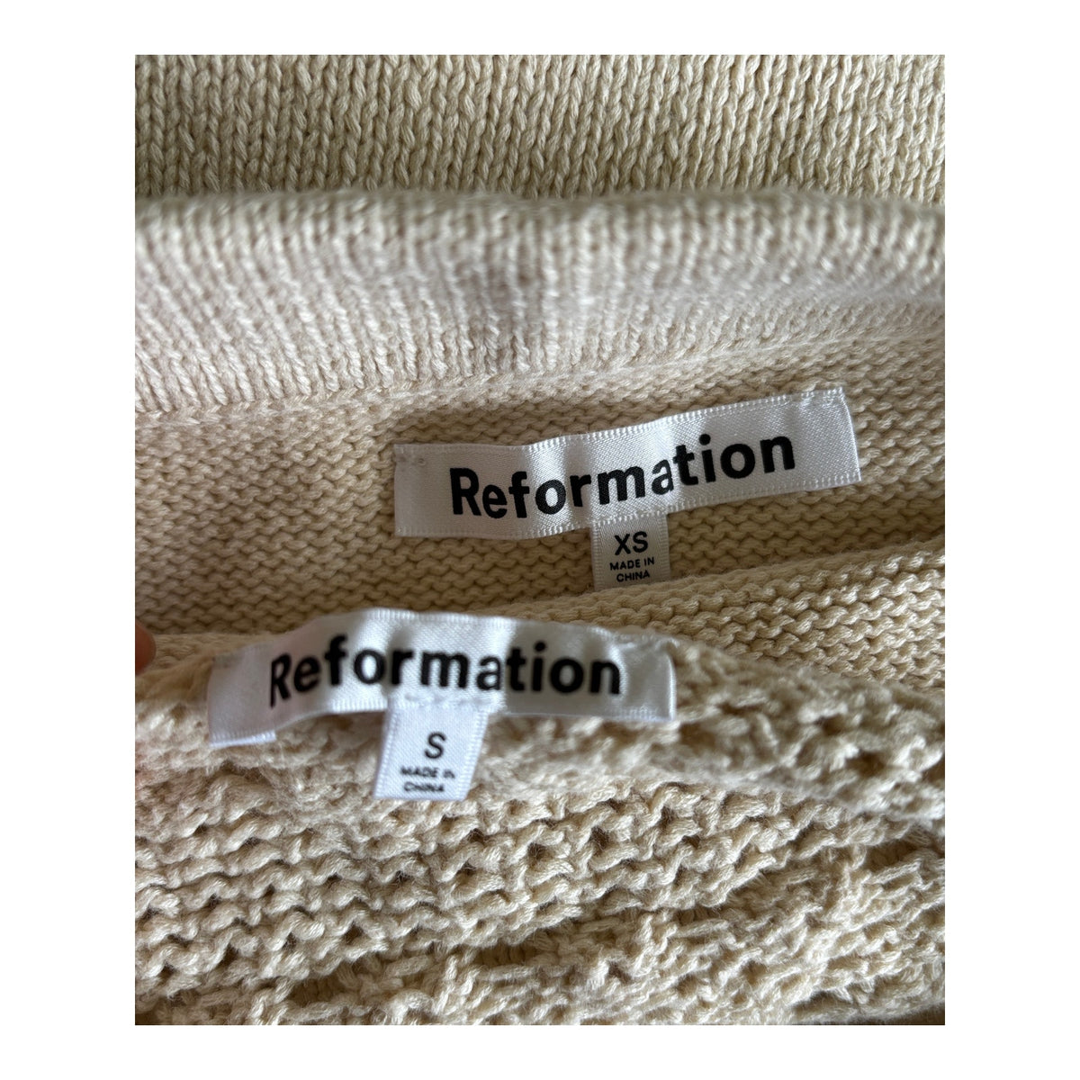 Reformation Carter Novelty Knit Skirt and Grayson Top Set - Cream - Size XS/S