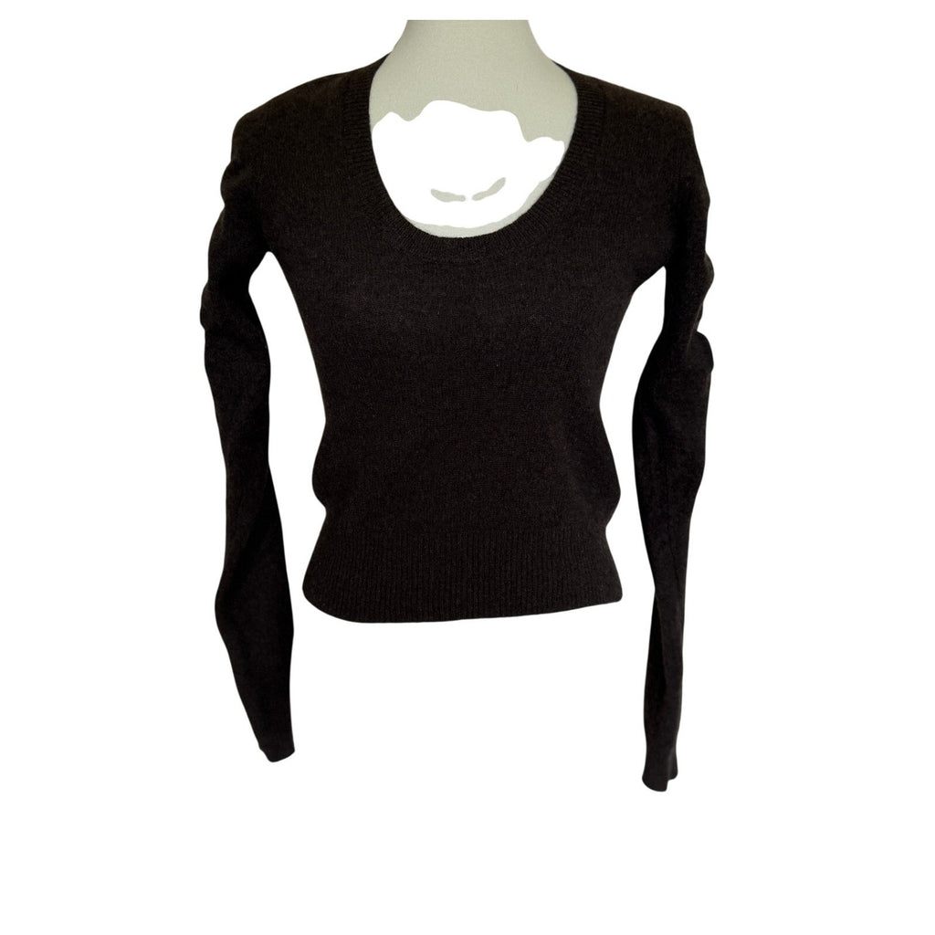 FRAME Scoop Neck Cashmere Sweater - Americano Brown - Size Extra Small