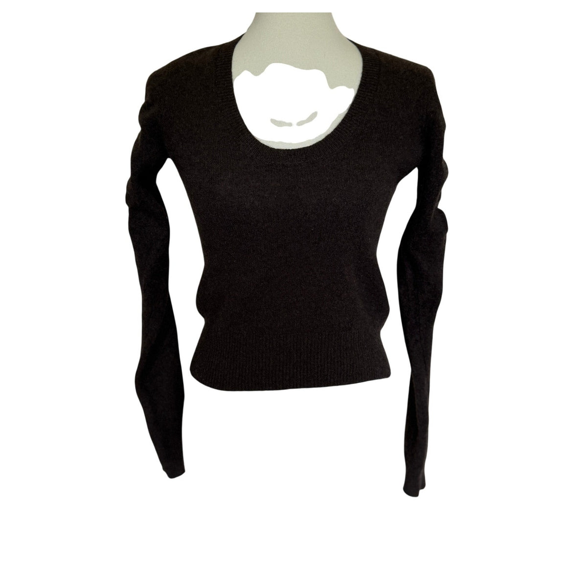 FRAME Scoop Neck Cashmere Sweater - Americano Brown - Size Extra Small