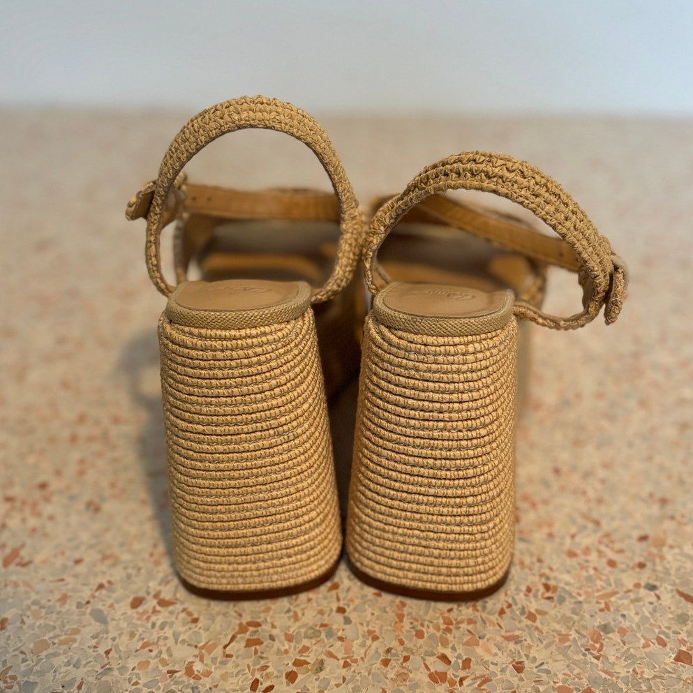 Castañer Fiodora Raffia Wedge Sandal - Neutral - Size 8