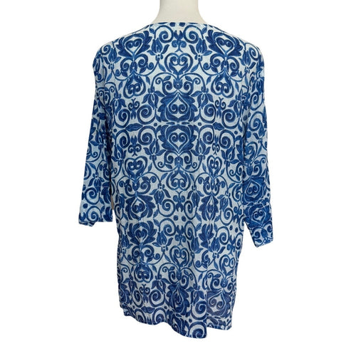 Antica Sartoria Beaded Tunic - Blue Print - Large