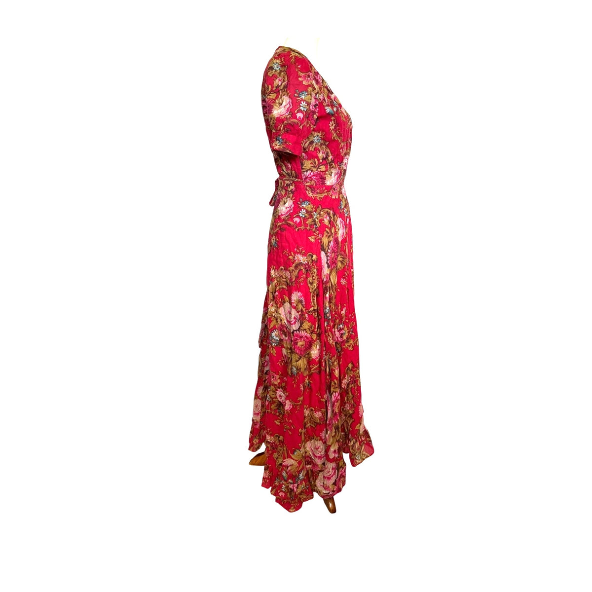 Denim & Supply Ralph Lauren Cotton Wrap Maxi Dress - Red Floral - Size Medium