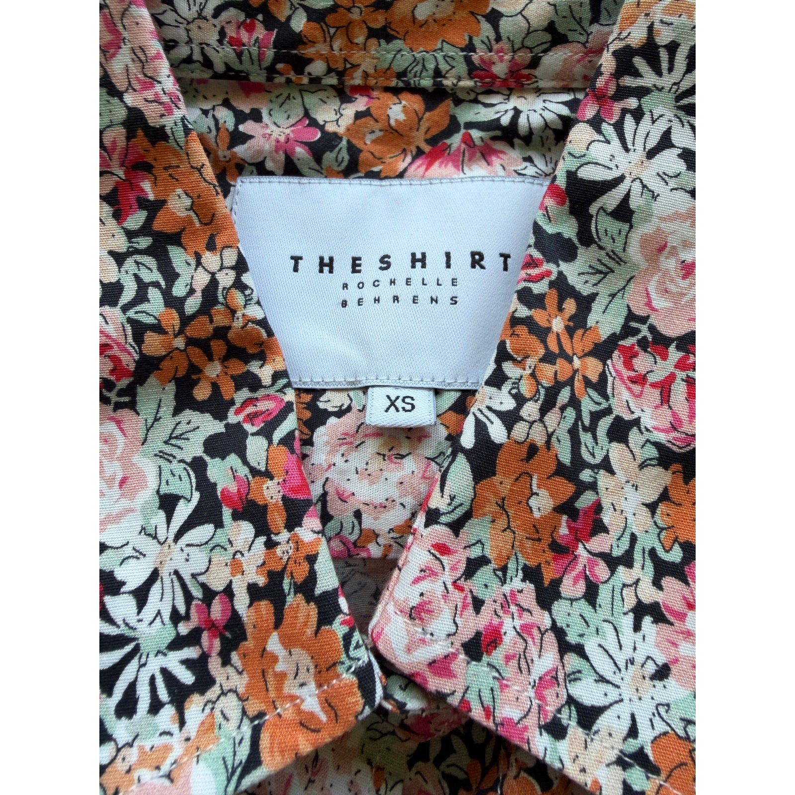 THE SHIRT by ROCHELLE BEHRENS - Pink /Orange Floral - Size XS