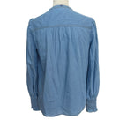 ME+EM Chambray Straight Button Up Blouse - Blue - 4