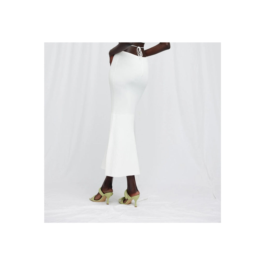 SIGNIFICANT OTHER Skye Ribbed Knit Midi Skirt - Cream Ivory - Size 4
