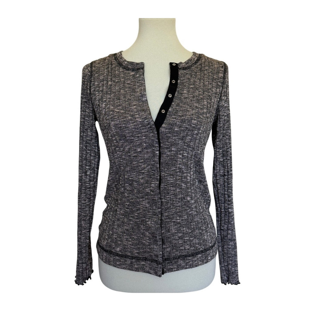 MICHAEL STARS Snap Front Knit Cardigan Top - Marled - One Size