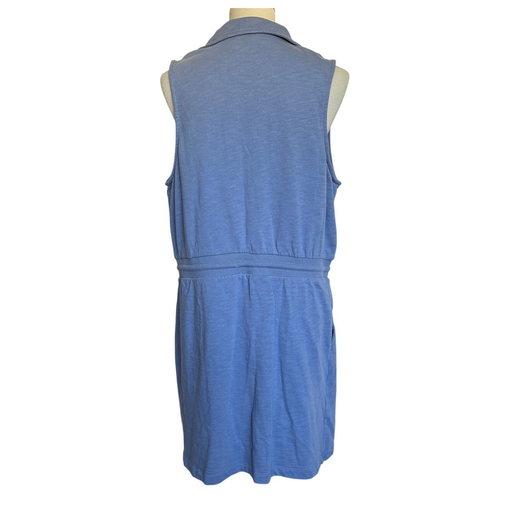 HAVEN WELL WITHIN Slub French Terry Polo Dress - Blue - Size Size XL