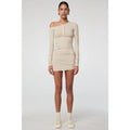 THE LINE BY K Rori Oat Off Shoulder Henley Mini Dress - Oat - Medium