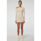 THE LINE BY K Rori Oat Off Shoulder Henley Mini Dress - Oat - Medium