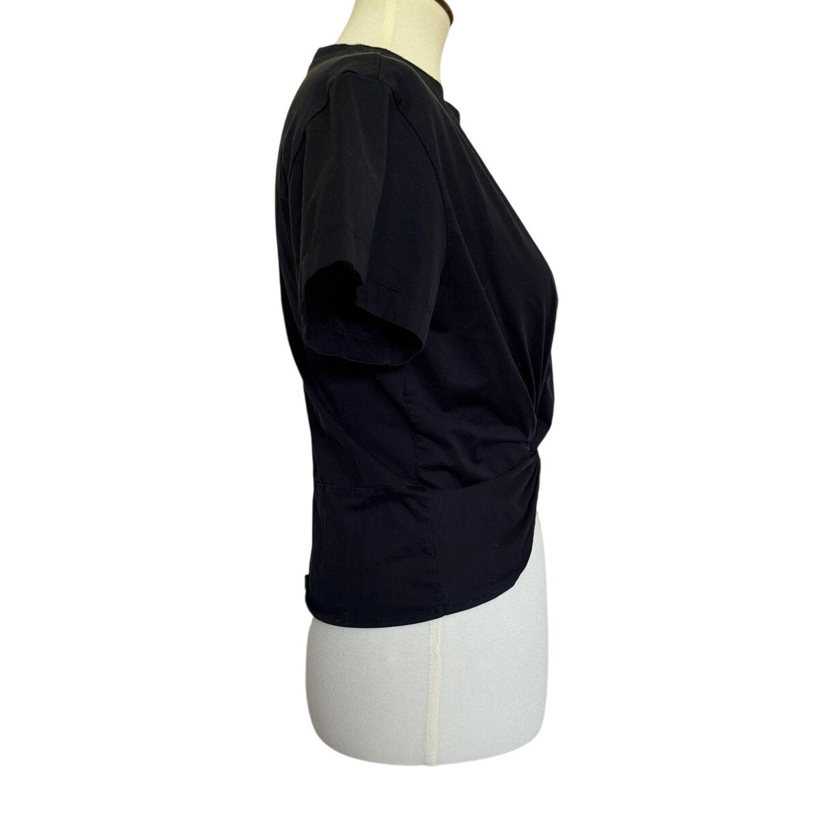 CINQ A SEPT Shiloh Twist Front Short Sleeve Tee - Black - Medium