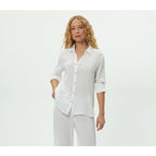 Michael Stars Leo Gauze Button Down Shirt - White - XS