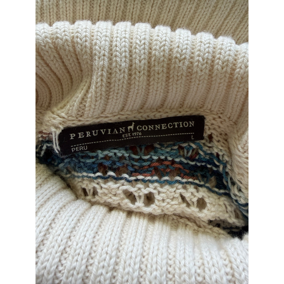 Peruvian Connection Hadley Turtle Neck Sweater - Multicolor Stripe - Size Large