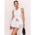 Reformation Aspen Linen Top - White - Size 8