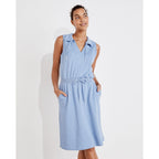 HAVEN WELL WITHIN Slub French Terry Polo Dress - Blue - Size Size XL