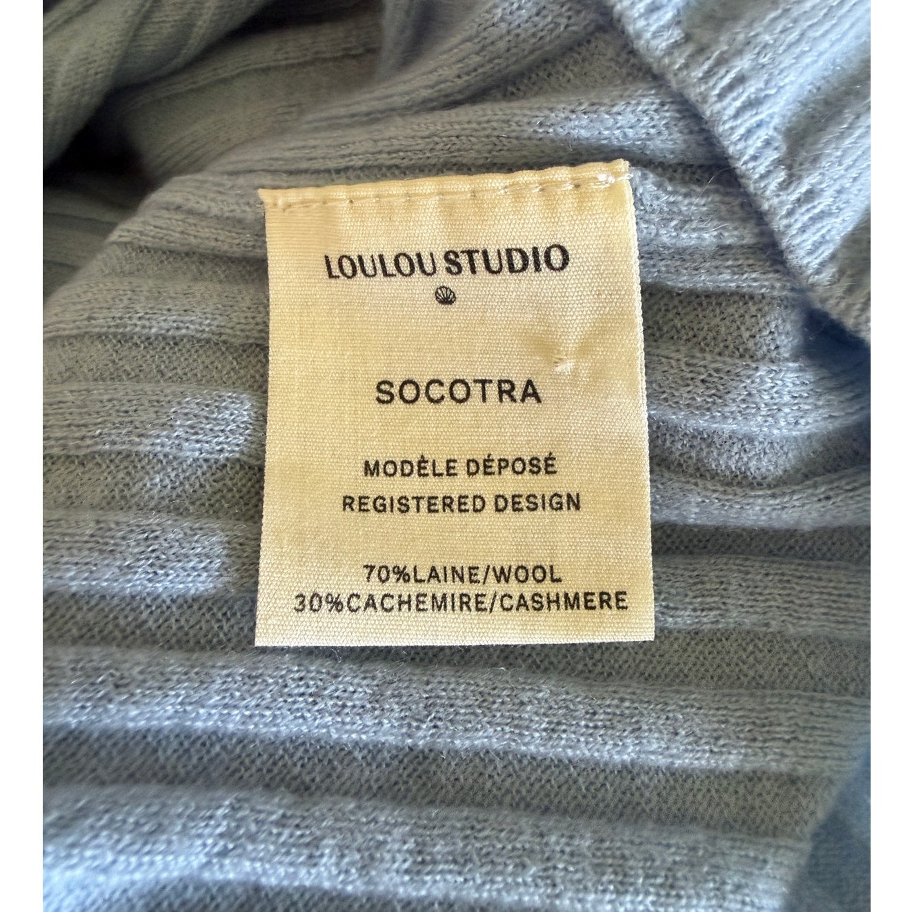 LOULOU Studio Socotra Wool Cashmere Polo - Light Blue - Small