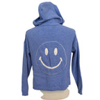 SIX/FIFTY Good Mood Smiley Hoodie - Blue and White - XS