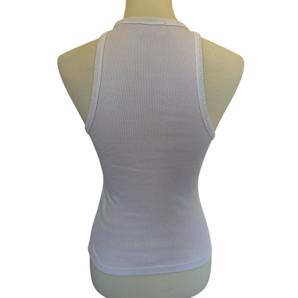 7 FOR ALL MANKIND Racerback Ribbed Tank- Light Lilac - Size Small