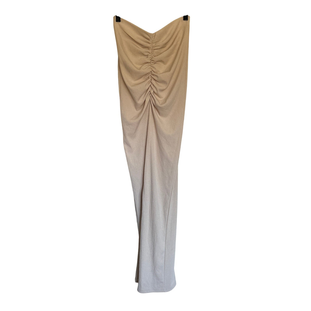 Meshki Roxie V Waistband Knit Maxi Skirt - Stone Beige - Size Extra Small