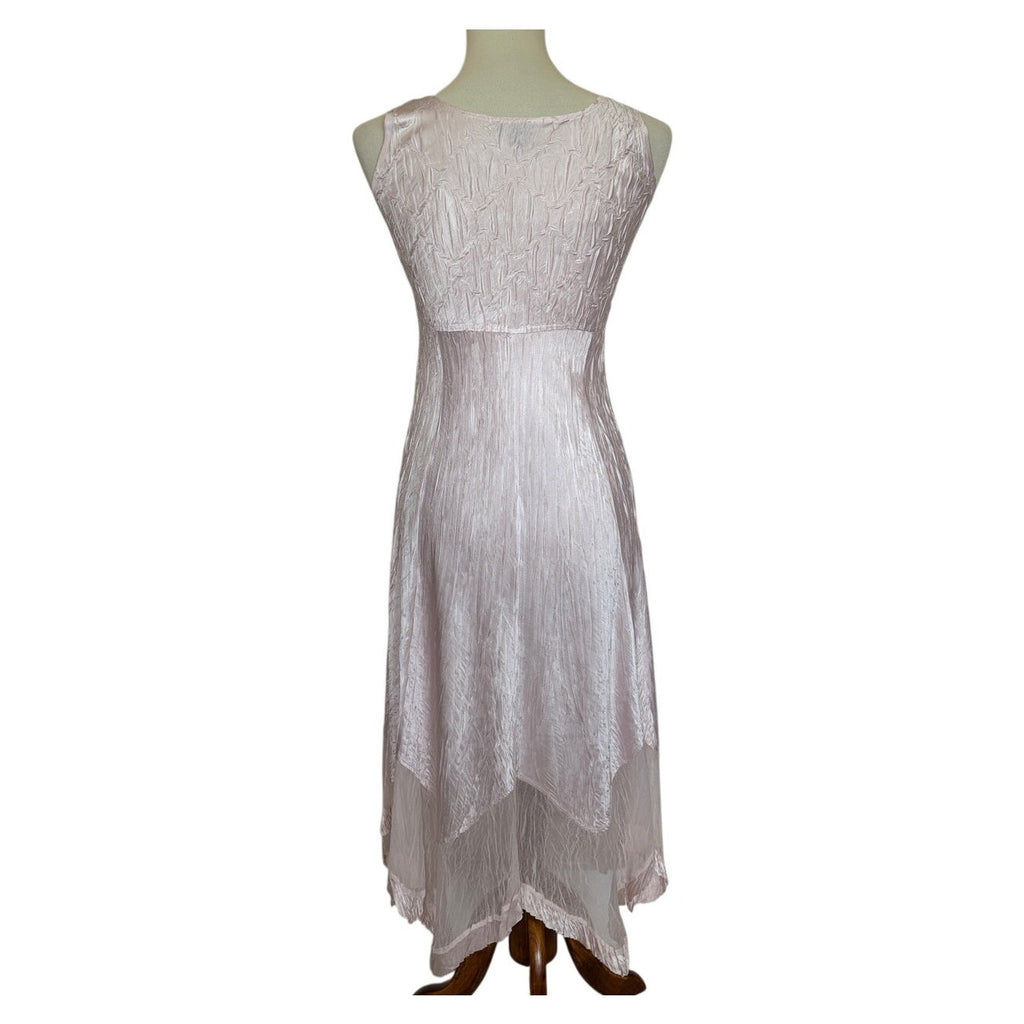 Komarov Beaded Crinkle Dress and Matching Jacket - Light Pink - Size Small