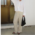 Na-KD Linen Wide Leg Pants - Beige - 27