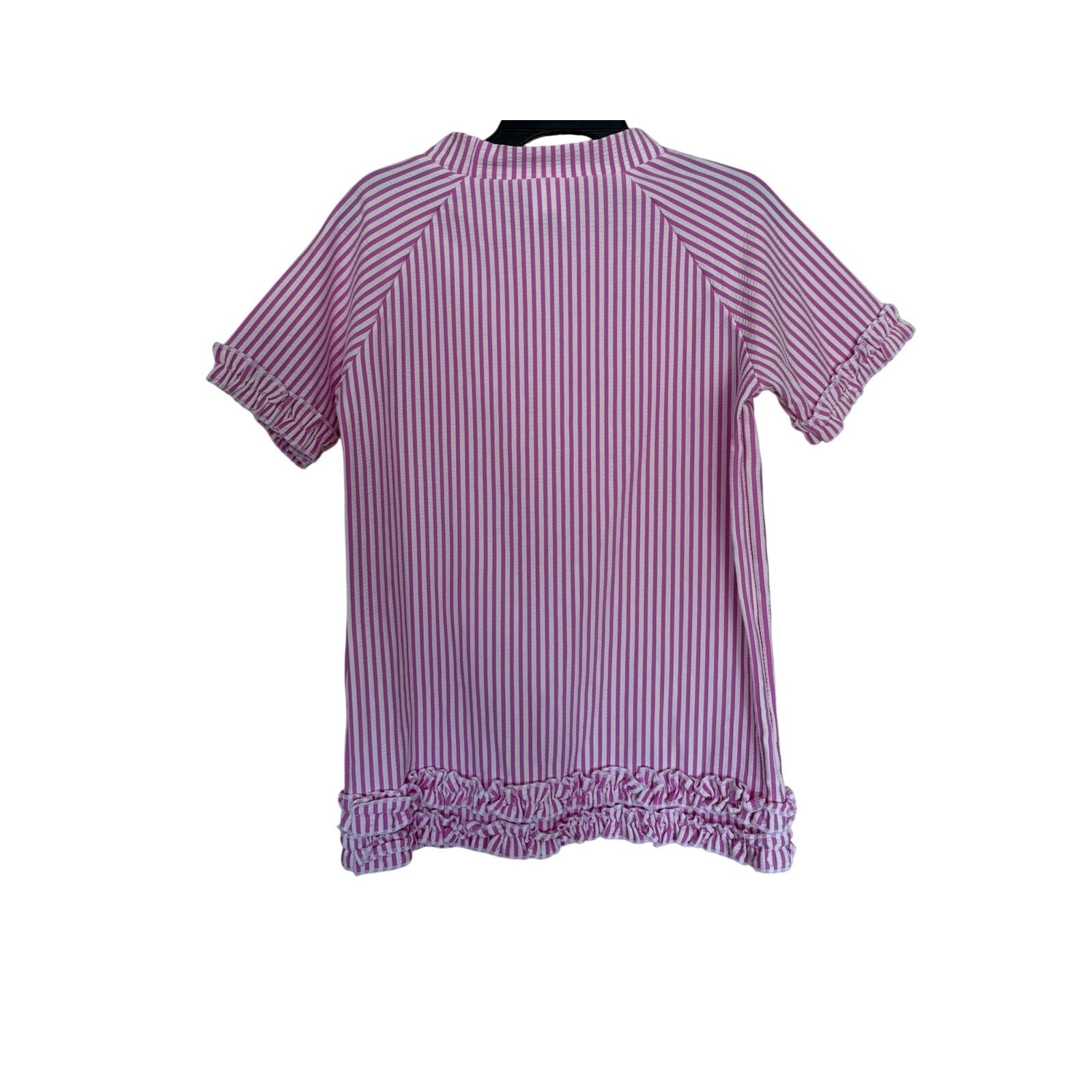 RUFFLEBUTTS Girls Pink Seersucker Short Sleeve Rash Guard Swim - Size 8 Set