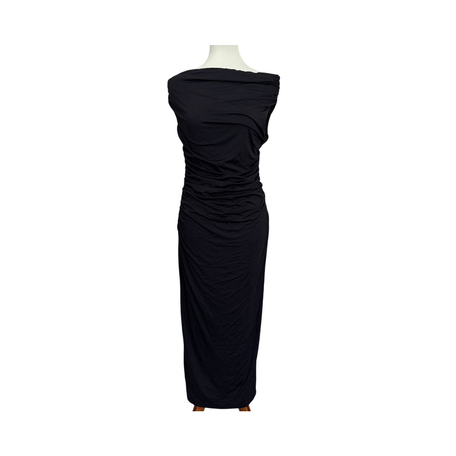 MESHKI Alayna Nylon Midi Dress - Black - XL