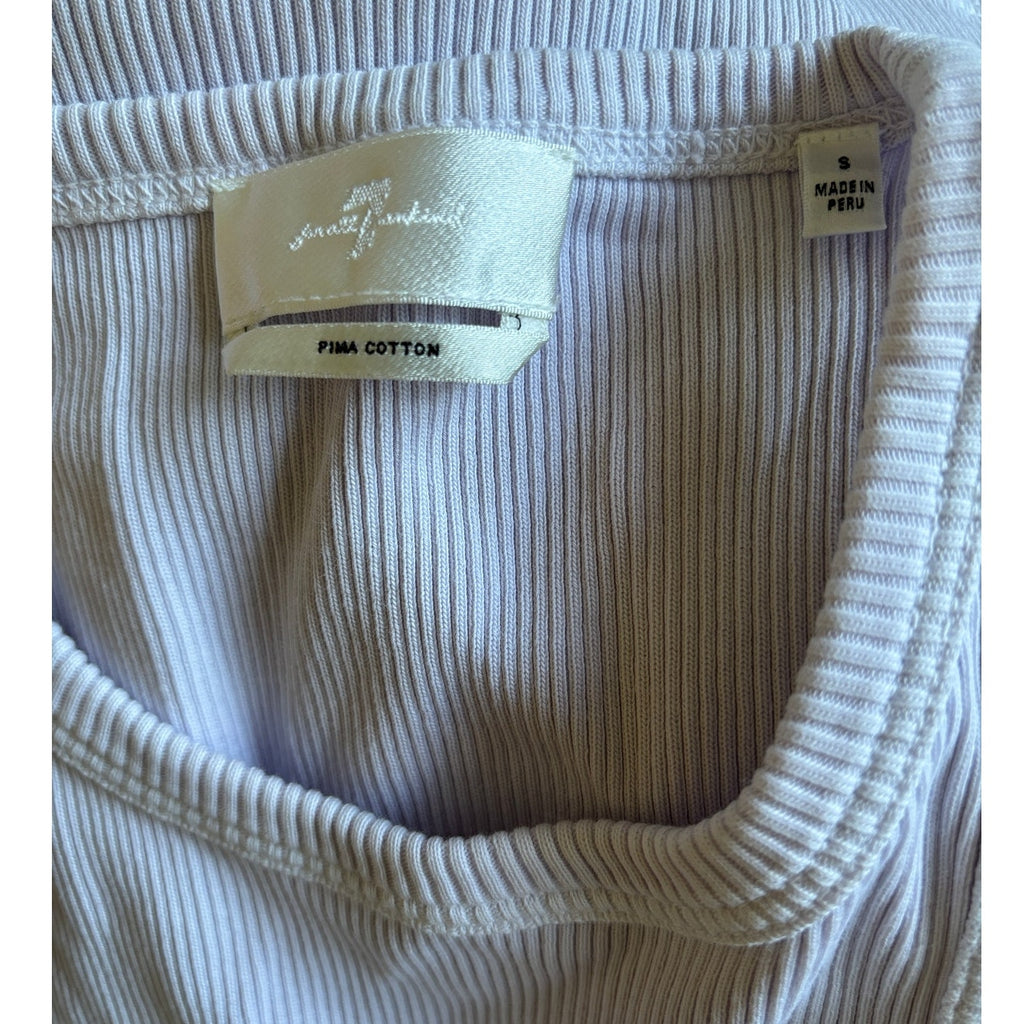 7 FOR ALL MANKIND Racerback Ribbed Tank- Light Lilac - Size Small