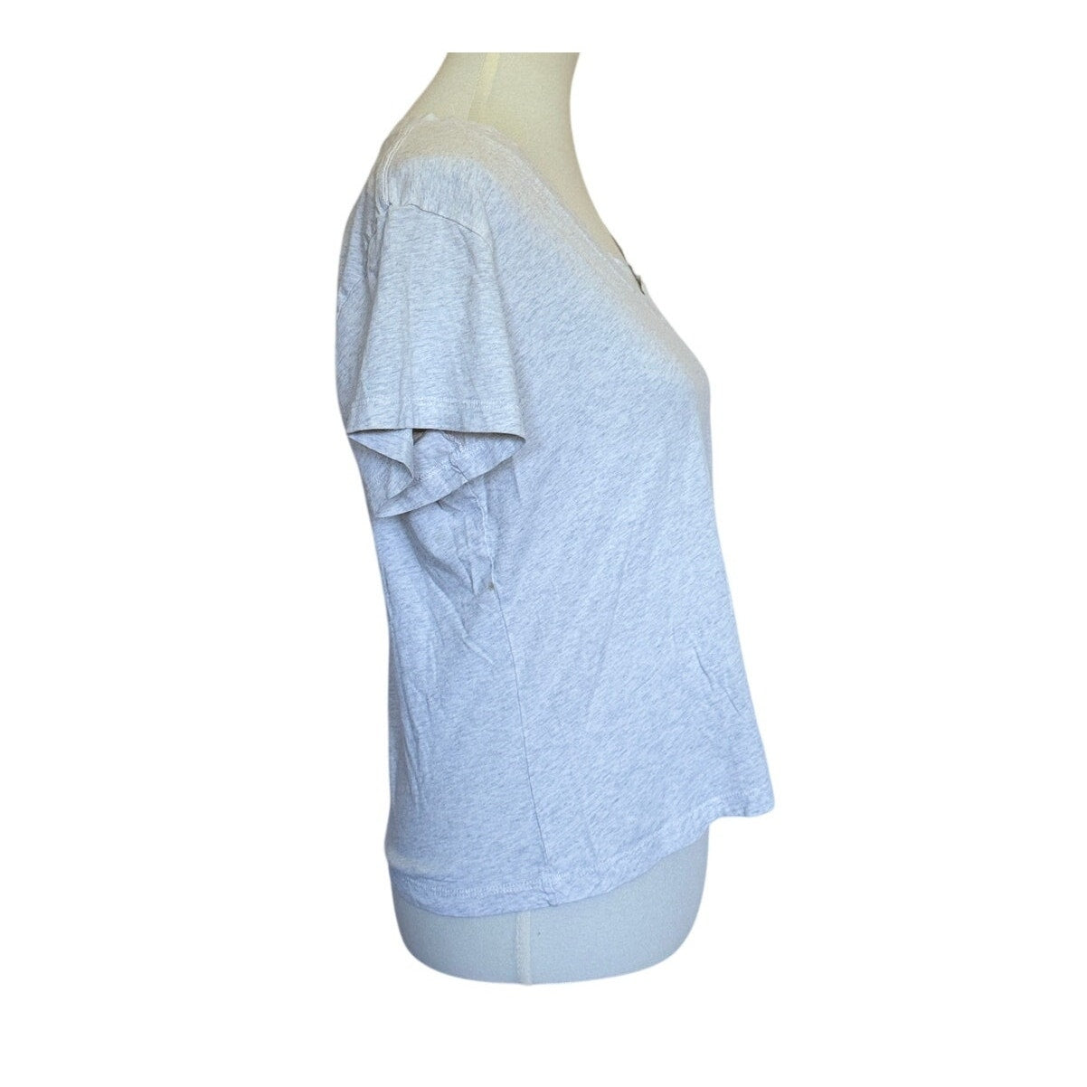 Perfectwhitetee Hendrix Cotton Boxy V Neck tee - Hethered Cream - Medium