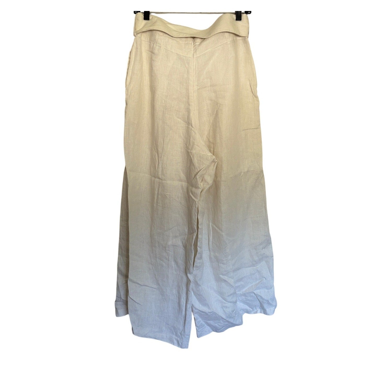 FAITHFULL THE BRAND  Lena High Waisted Wide Leg Linen Pants - Egg White - Size M