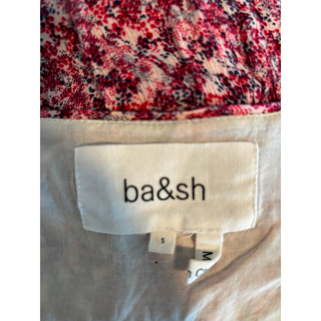 Ba&sh Nina V Neck Mini Dress - Fuchsia Print - Size Small / 6