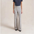 LA LIGNE Isadora high rise wide leg navy white railroad stripe denim jeans size 26 front view