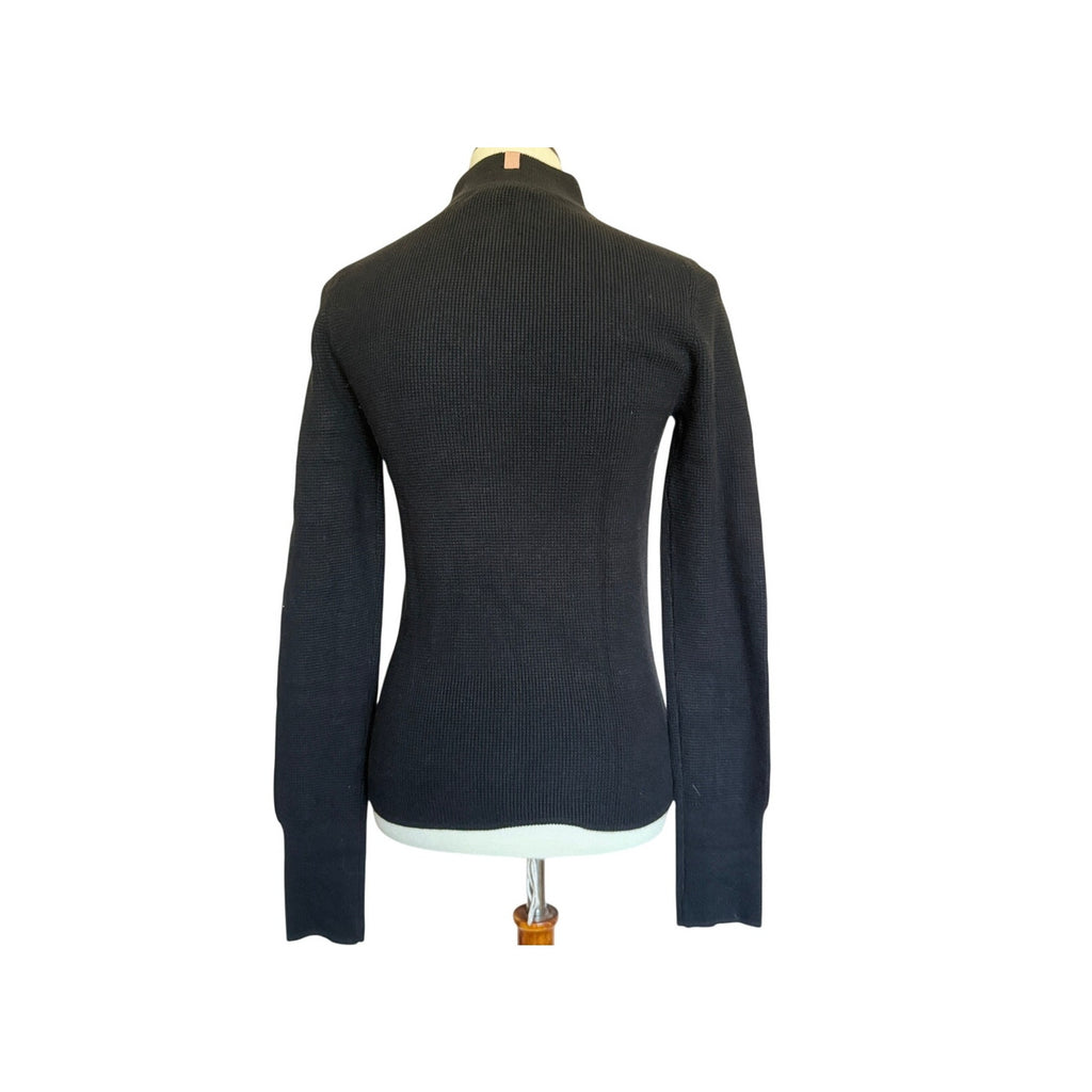 Lunya Waffle Knit Cotton Silk Blend Sweater - Black - Size Small