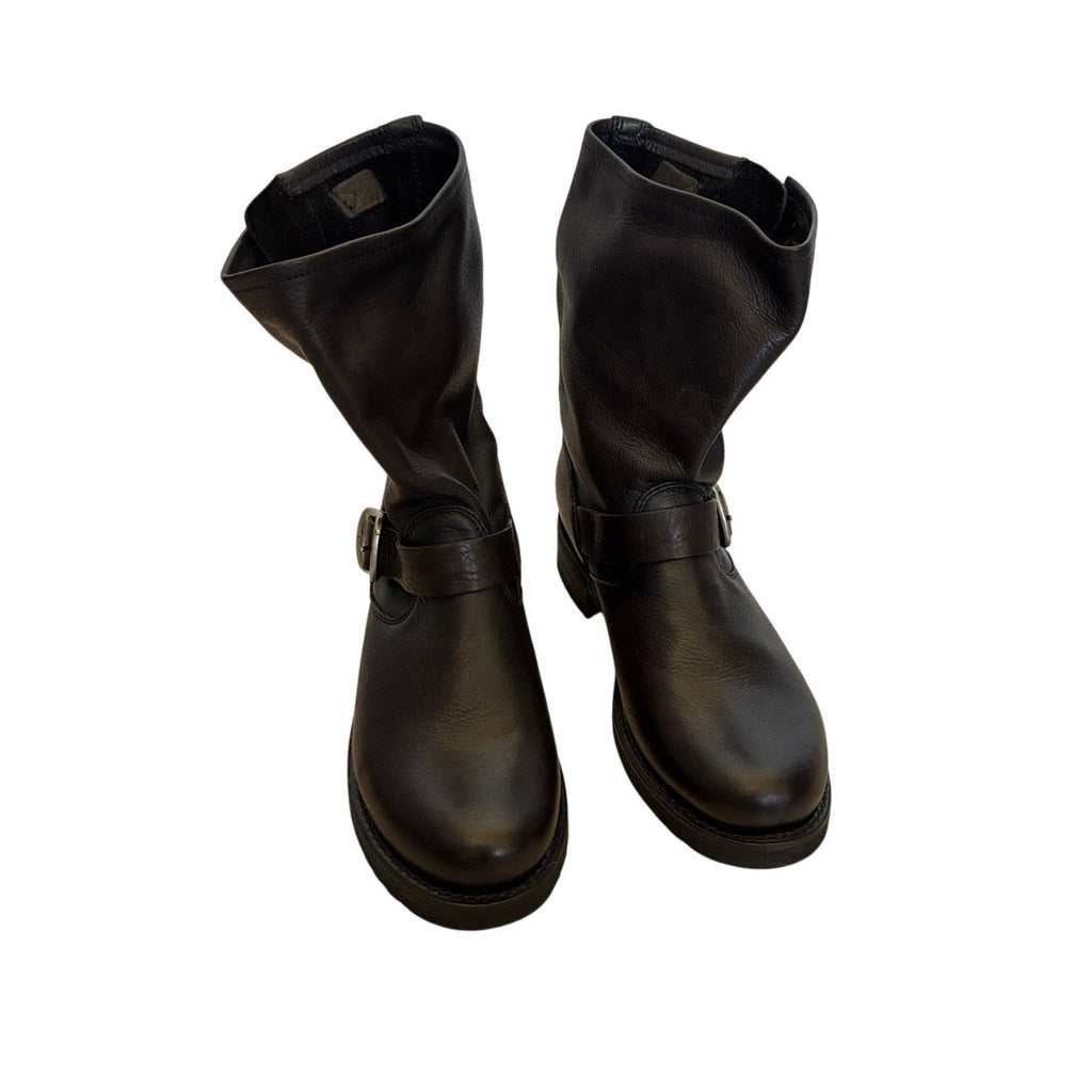 Frye Veronica Leather Short Boot - Black - Size 8