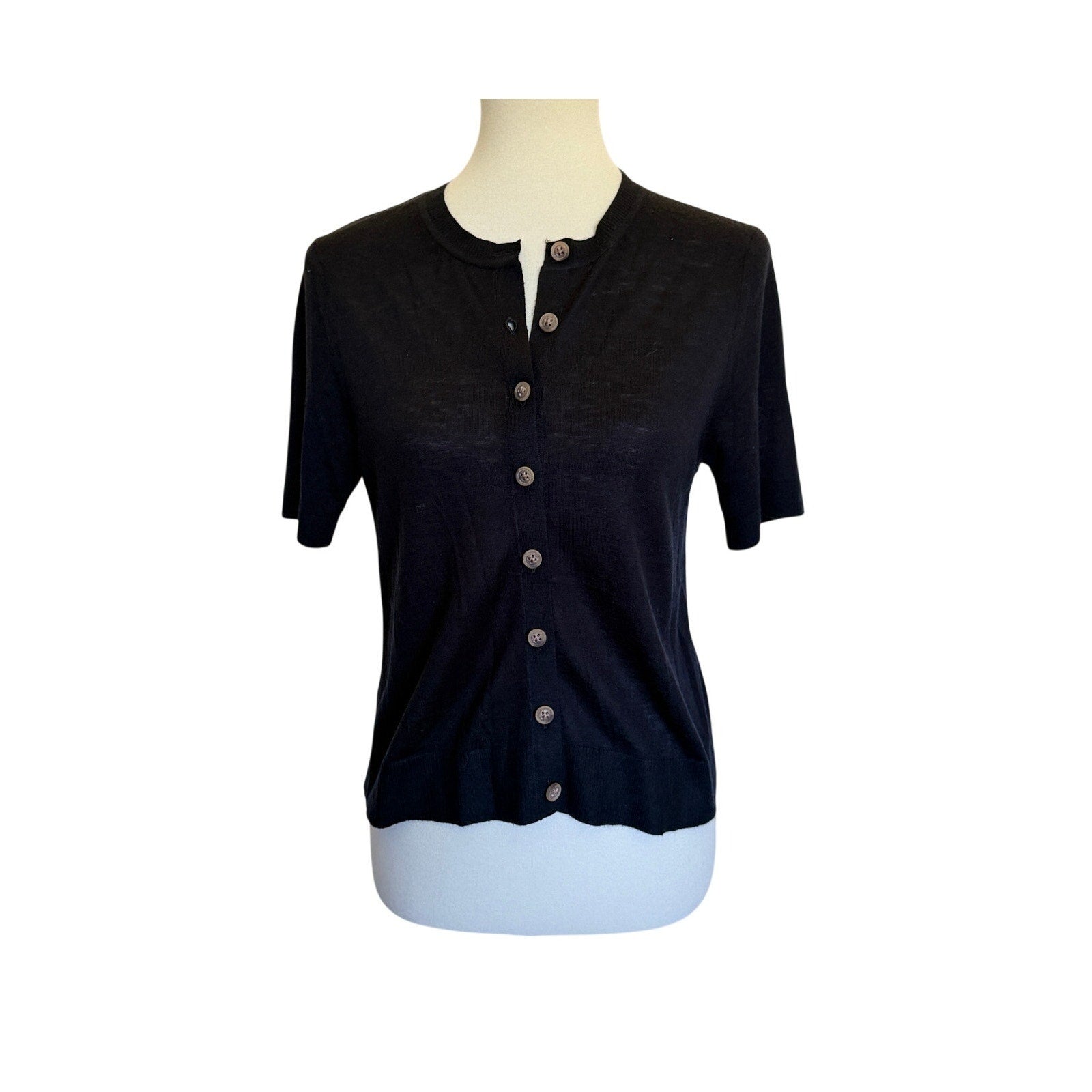 ME+EM Merino Cashmere Barely There Tee - Black - Size 4