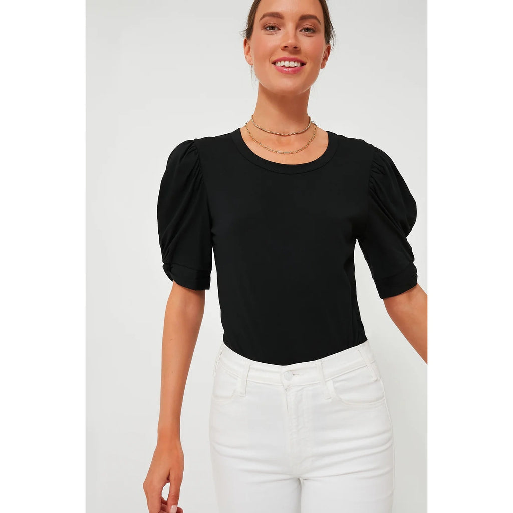 POMANDER PLACE Vesty Puff Short Sleeve Crewneck - Black - Size Medium