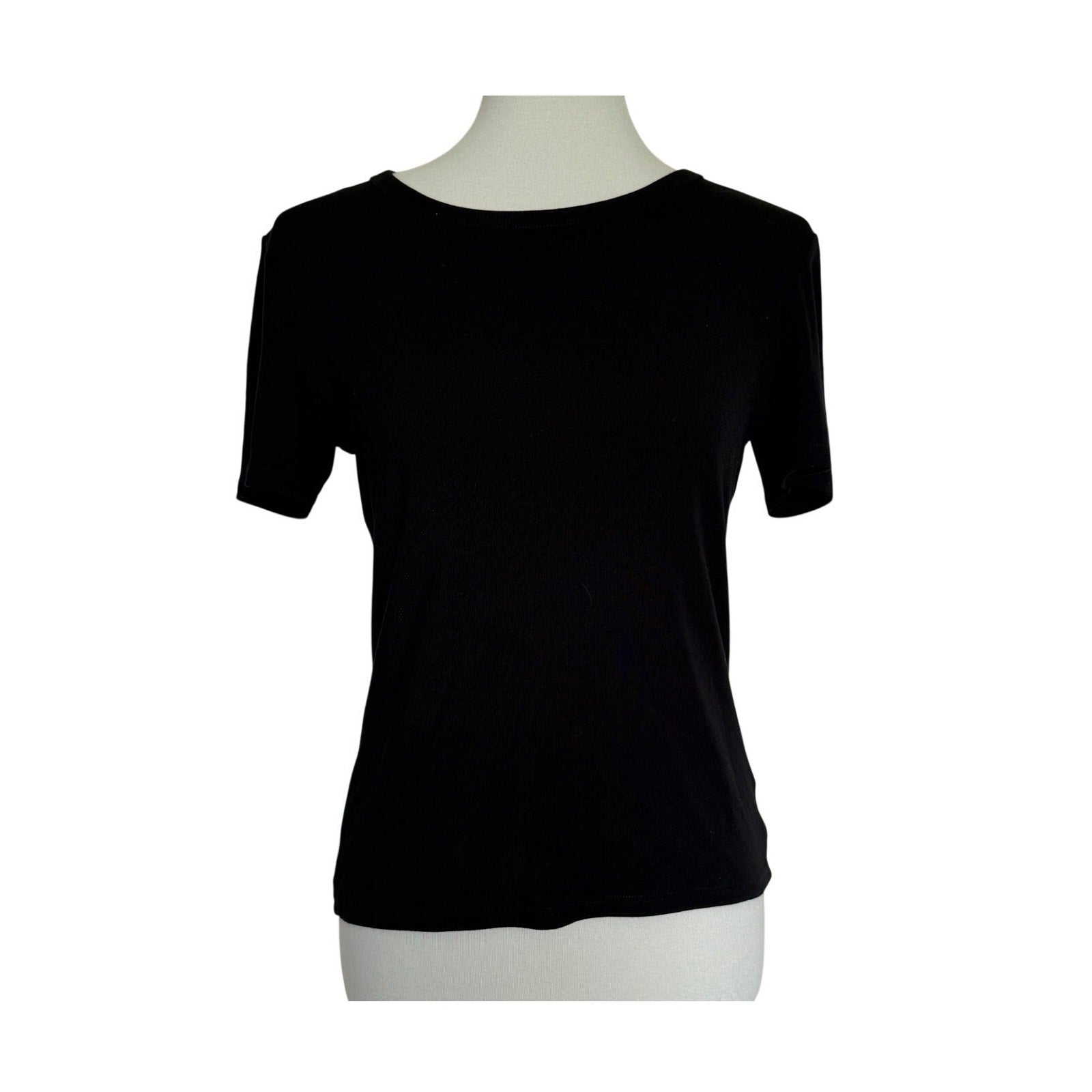 Z SUPPLY Second Skin Rib Knit Crew Neck Short Sleeve Tee - Black - Size Medium