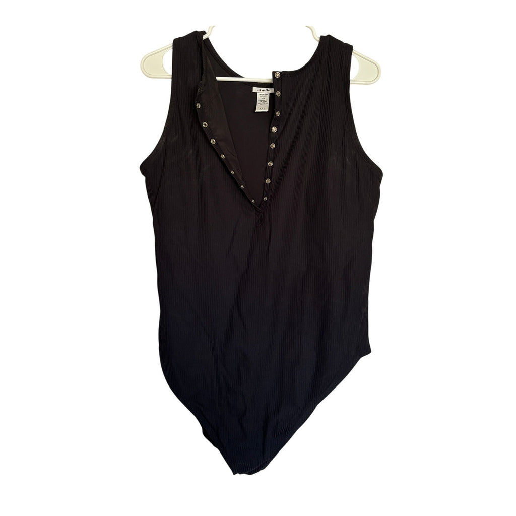 Andie The Malibu Ribbed One Piece Swimsuit - Black - Size XXL