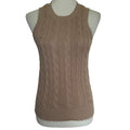 Minnie Rose Stone Washed Distressed Cotton Cable Knit Tank - Desert - Medium