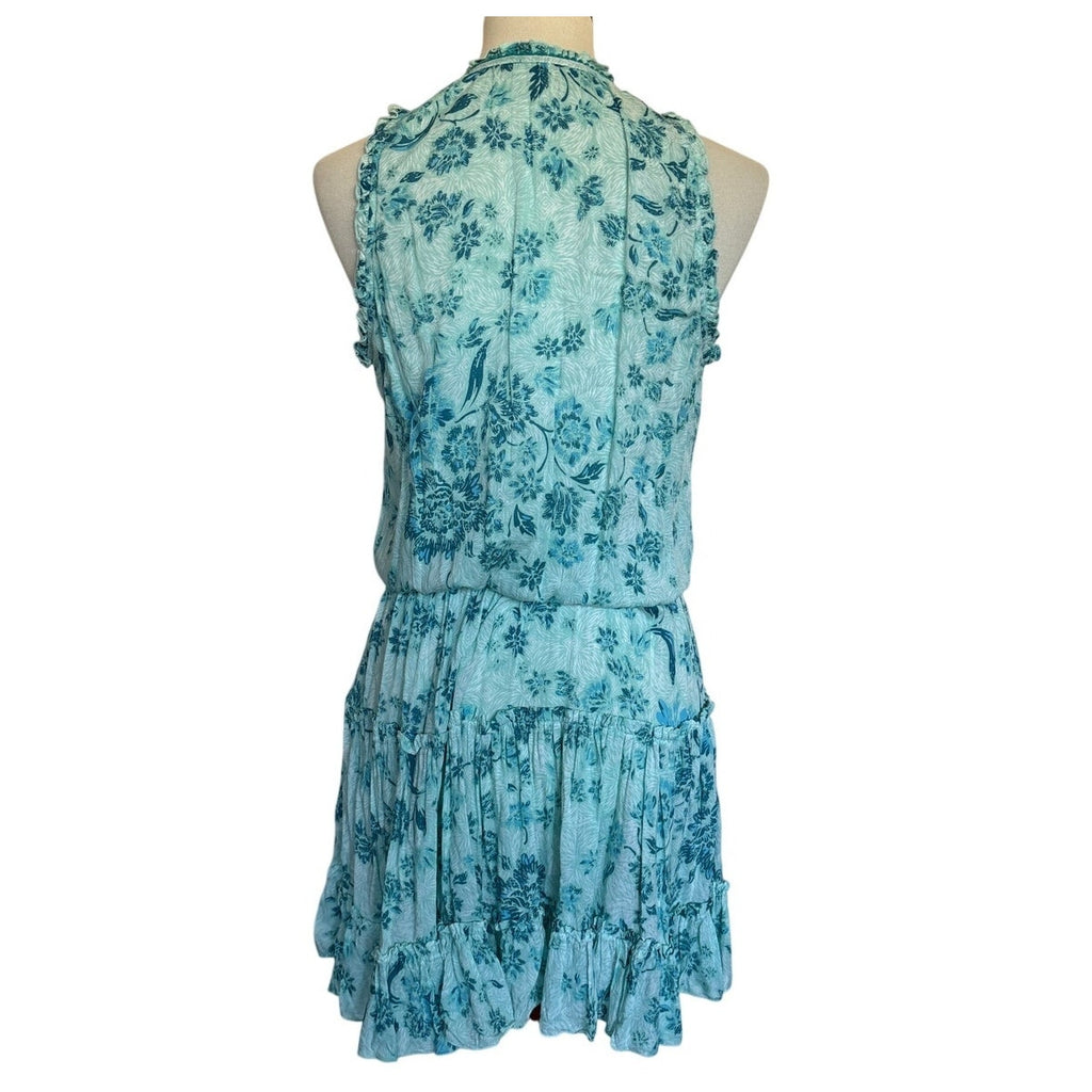Poupette St Barth Clara Tasseled Printed Minidress - Aqua Grasse - Small