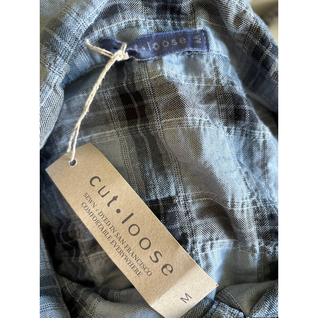 Cut Loose Crinkle Plaid Hi-Low Shirt - Medium - 0387945