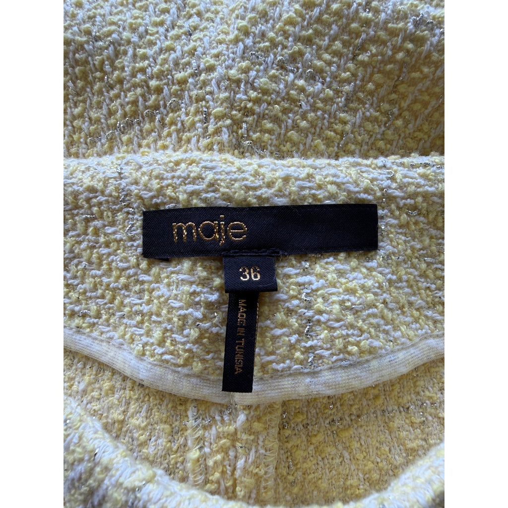 Maje Tweed Pants - Pale Yellow - Size FR 36 / Small