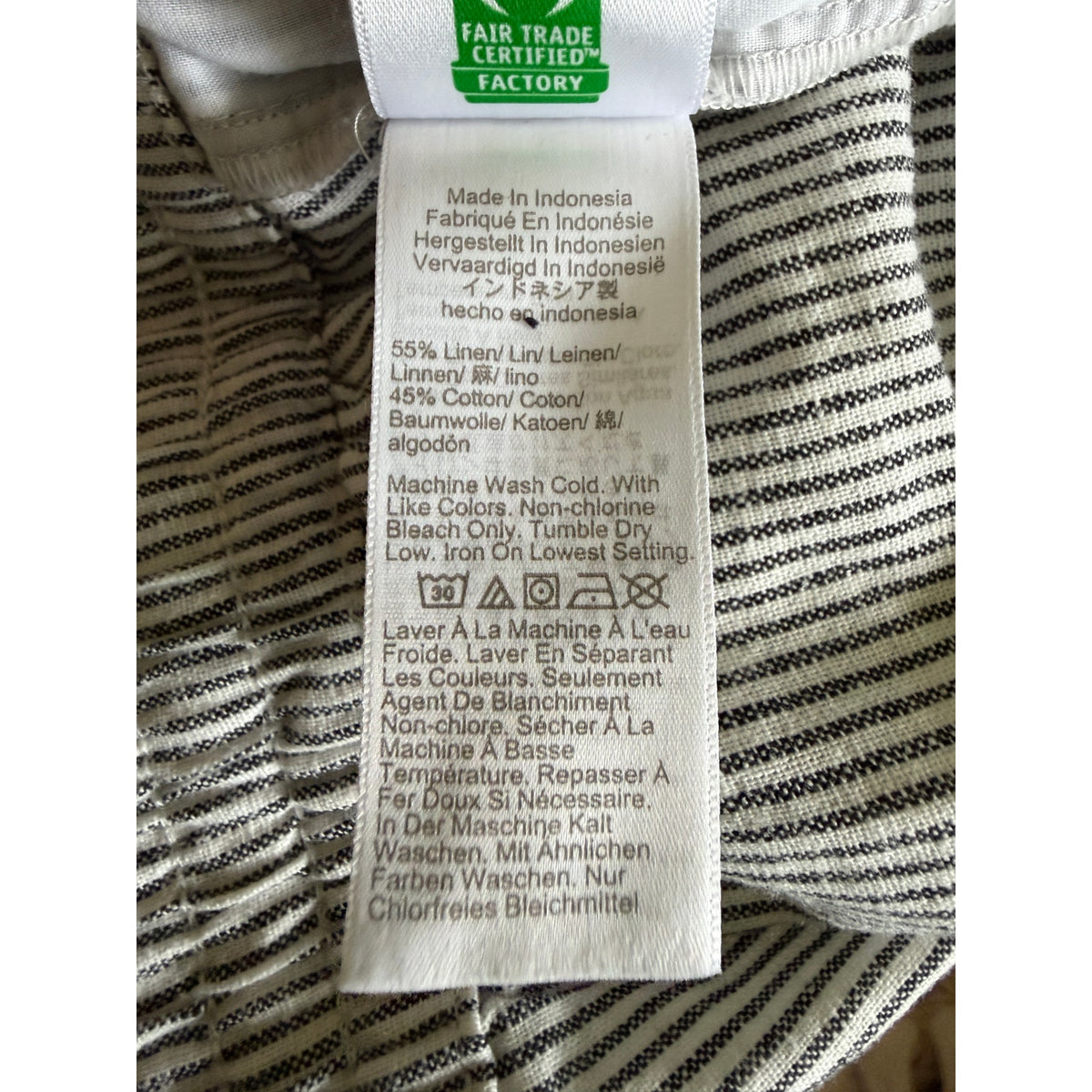 New J.CREW Slim Wide Leg Cotton Linen Pant - Striped Black / Cream - Size 4