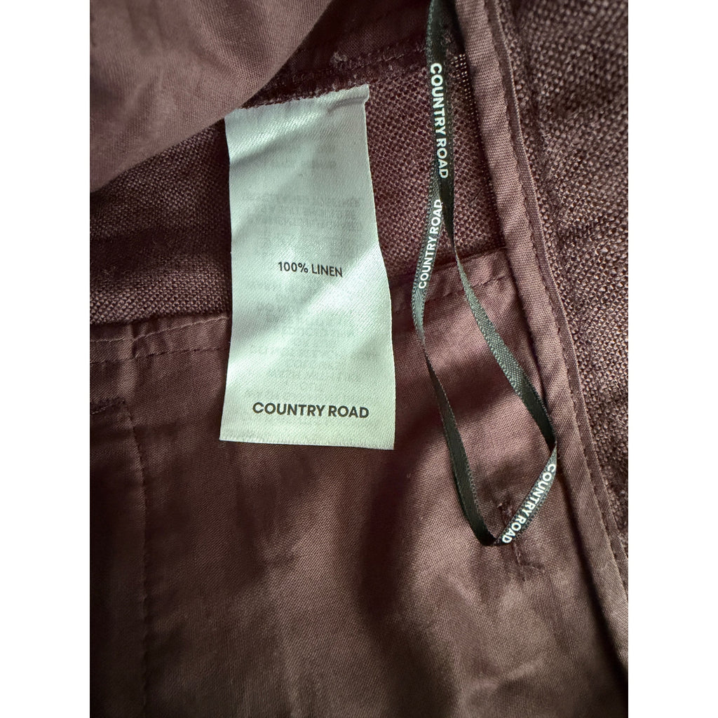 COUNTRY ROAD Organically Grown Linen Wide Leg Pant - Port Stripe - Size US 2 / AU 6